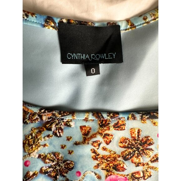 Cynthia Rowley Floral Dress Size 0 Pink and Gold Floral Flamboyant Midi Feminine - Picture 6 of 10